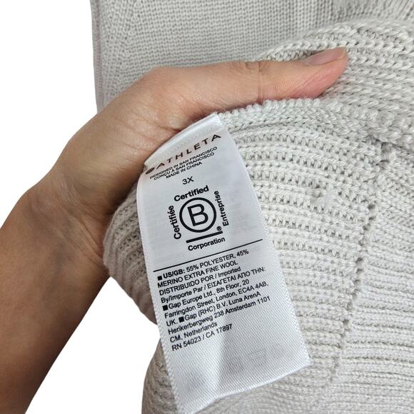 ATHLETA Womens Merino Wool Hanover Refined V-Neck Sweater Size 3X Beige Pullover - Picture 7 of 8